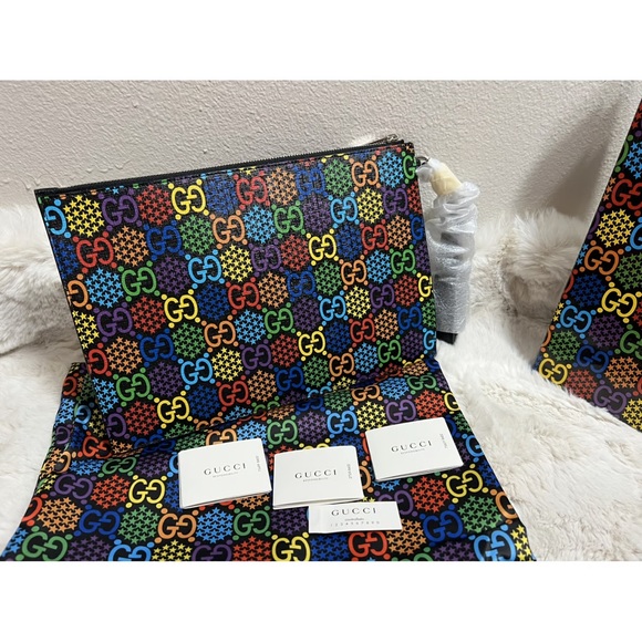 New Gucci GG Supreme Monogram Psychedelic Portfolio Pouch clutch wristle… - Picture 4 of 9
